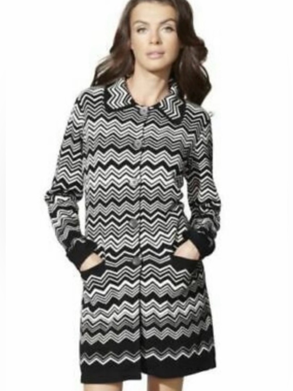 Missoni X Target Black and White Chevron Jacquard Sweater Coat Medium